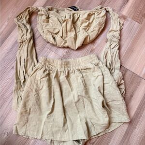 Two-Piece Lightweight Crop Top & Shorts Set in Green